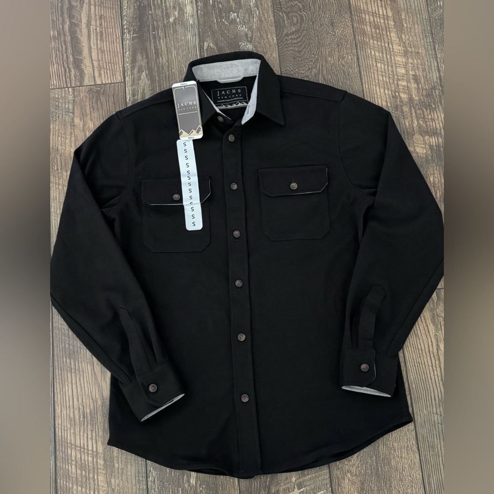 Jachs New York, NWT Men’s Black Button-Front Shirt Jacket, Front Pockets. Size S